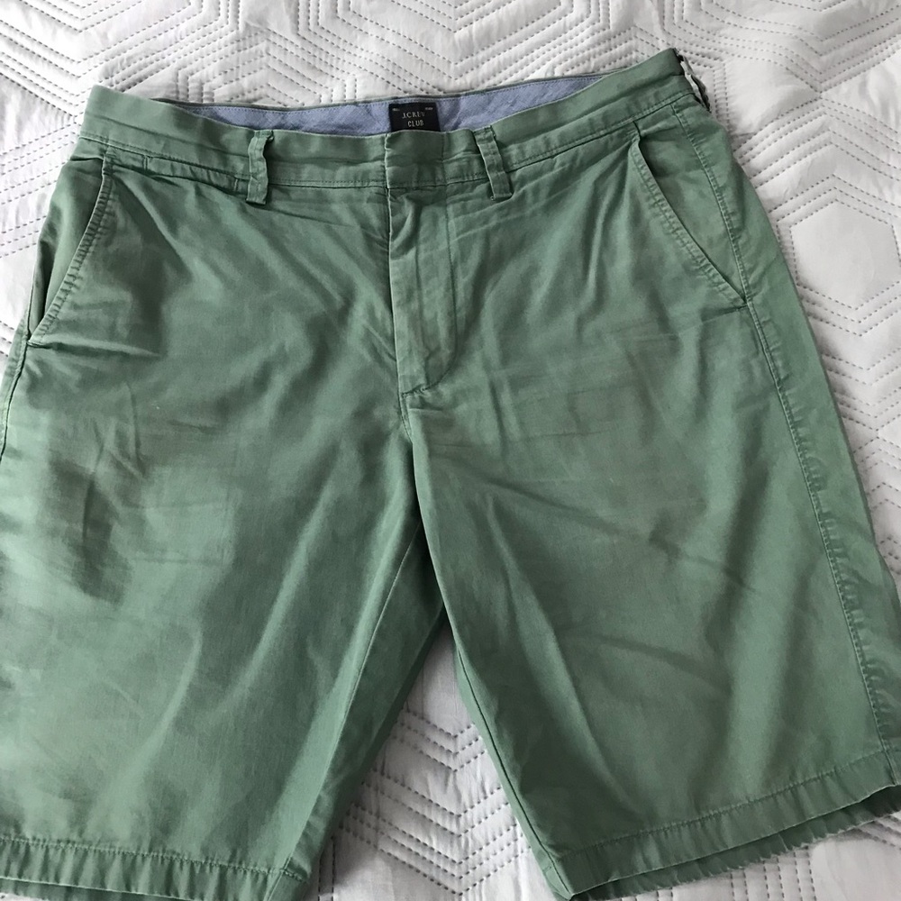 J. Crew Green Flat Front Shorts Casual Style